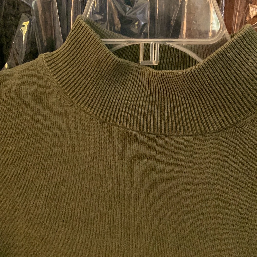 Chunky olive colored pullover sweater.